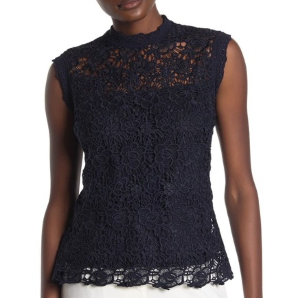 NWT Nanette Lepore Mock Neck Sleeveless Lace Top